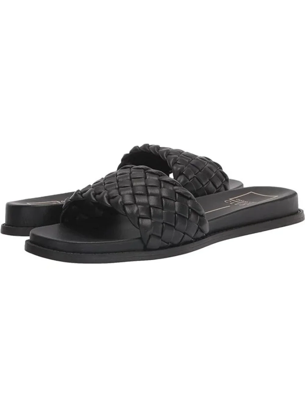 Dolce Vita Womens Grazie Braided Slide Flat Sandals Black Size 9M Defected